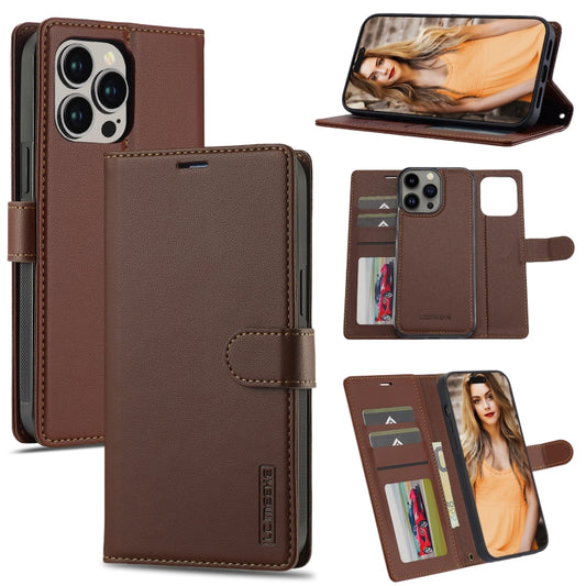 For iPhone 13 Pro Max LC.IMEEKE L2 Series Detachable Magsafe PU Phone Case with Lanyard(Brown) - iPhone 13 Pro Max Cases by LC.IMEEKE | Online Shopping South Africa | PMC Jewellery | Buy Now Pay Later Mobicred