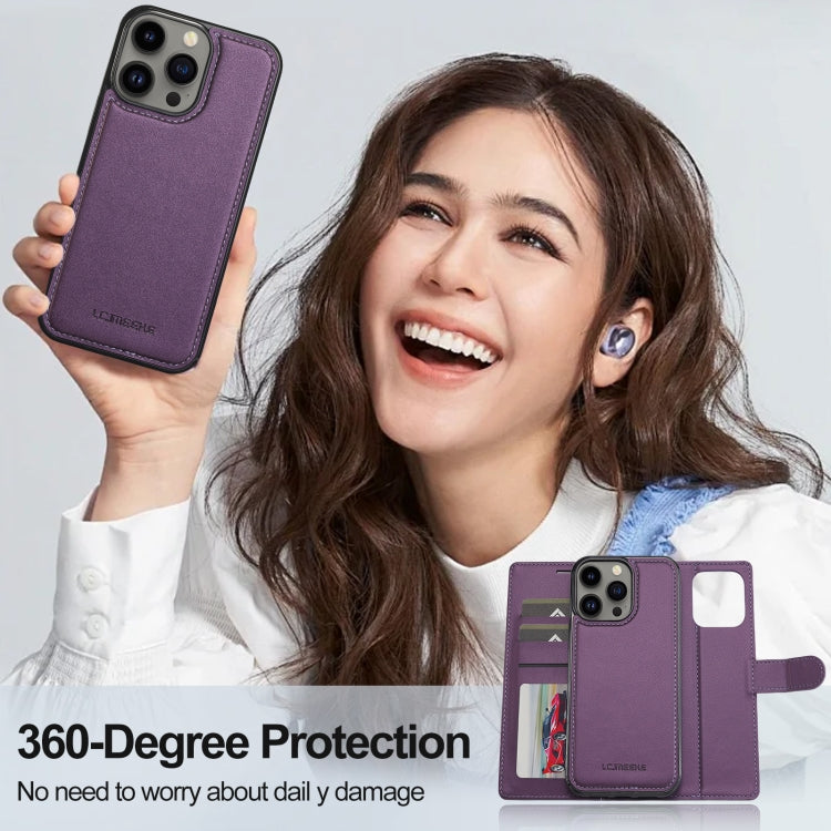 For iPhone 13 Pro LC.IMEEKE L2 Series Detachable Magsafe PU Phone Case with Lanyard(Purple) - iPhone 13 Pro Cases by LC.IMEEKE | Online Shopping South Africa | PMC Jewellery | Buy Now Pay Later Mobicred