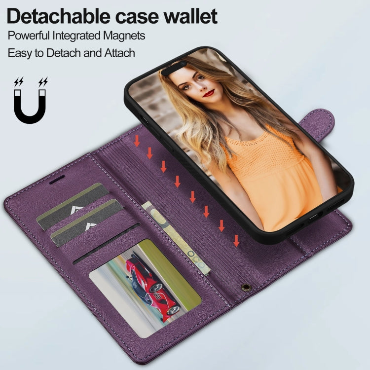 For iPhone 13 Pro LC.IMEEKE L2 Series Detachable Magsafe PU Phone Case with Lanyard(Purple) - iPhone 13 Pro Cases by LC.IMEEKE | Online Shopping South Africa | PMC Jewellery | Buy Now Pay Later Mobicred