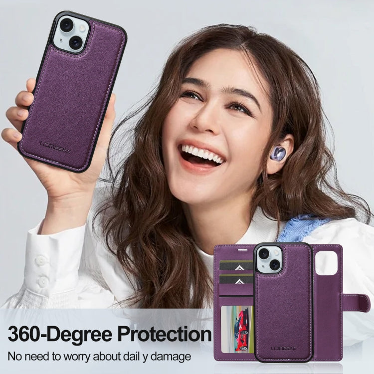 For iPhone 13 LC.IMEEKE L2 Series Detachable Magsafe PU Phone Case with Lanyard(Purple) - iPhone 13 Cases by LC.IMEEKE | Online Shopping South Africa | PMC Jewellery | Buy Now Pay Later Mobicred