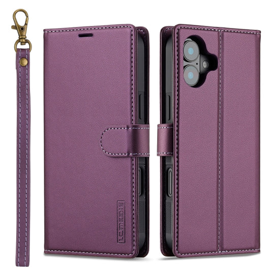 For iPhone 16 LC.IMEEKE L2 Series Detachable Magsafe PU Phone Case with Lanyard(Purple) - iPhone 16 Cases by LC.IMEEKE | Online Shopping South Africa | PMC Jewellery | Buy Now Pay Later Mobicred