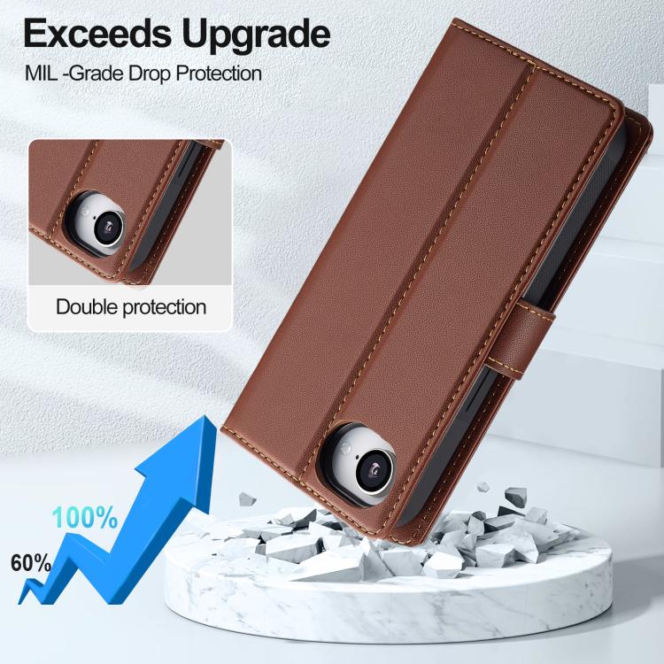 For iPhone 16e LC.IMEEKE L2 Series Detachable Magsafe PU Phone Case with Lanyard(Brown) - free shipping - PMc TechLife - Order now!