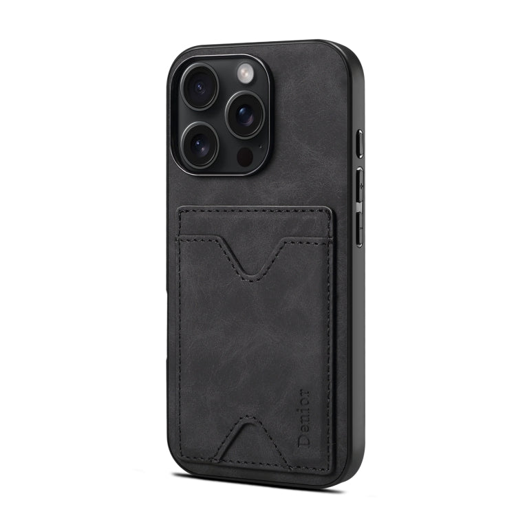 For iPhone 16 Pro Denior D06 PU Back Cover Card Slot Holder Phone Case(Black) - iPhone 16 Pro Cases by Denior | Online Shopping South Africa | PMC Jewellery | Buy Now Pay Later Mobicred