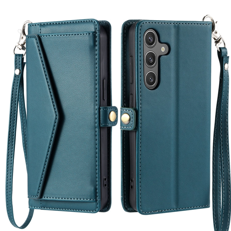For Samsung Galaxy S25 5G Wallet Multi-card Slot Leather Phone Case with Lanyard(Green) - Galaxy S25 5G Cases by PMC TechLife | Online Shopping South Africa | PMC TechLife | Buy Now Pay Later Mobicred