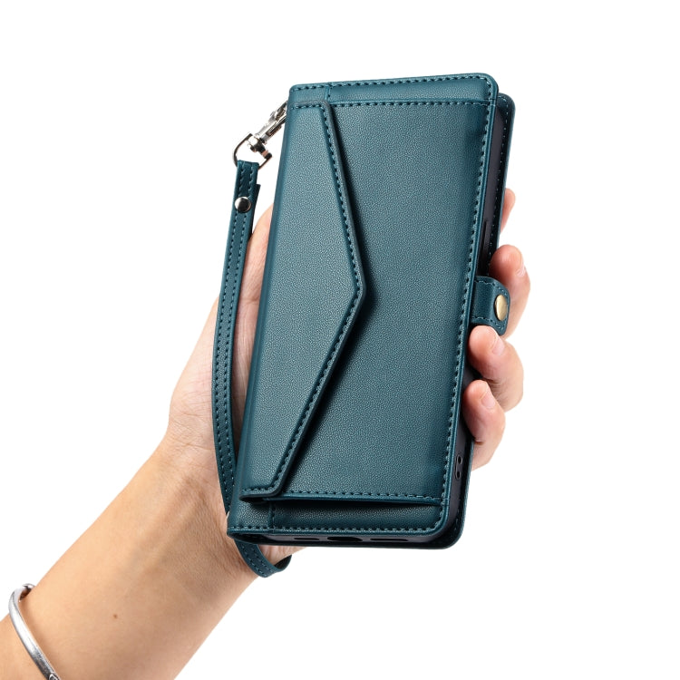For Samsung Galaxy S25 5G Wallet Multi-card Slot Leather Phone Case with Lanyard(Green) - Galaxy S25 5G Cases by PMC TechLife | Online Shopping South Africa | PMC TechLife | Buy Now Pay Later Mobicred