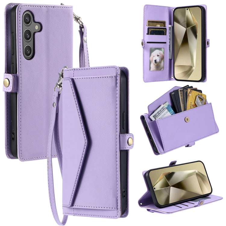 For Samsung Galaxy S25 5G Wallet Multi-card Slot Leather Phone Case with Lanyard(Purple) - Galaxy S25 5G Cases by PMC TechLife | Online Shopping South Africa | PMC TechLife | Buy Now Pay Later Mobicred