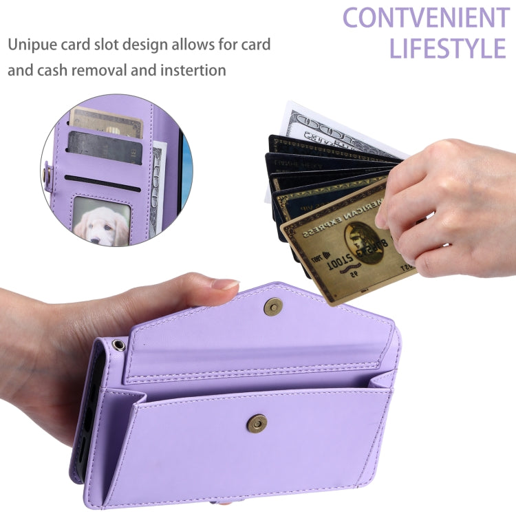 For Samsung Galaxy S25 5G Wallet Multi-card Slot Leather Phone Case with Lanyard(Purple) - Galaxy S25 5G Cases by PMC TechLife | Online Shopping South Africa | PMC TechLife | Buy Now Pay Later Mobicred