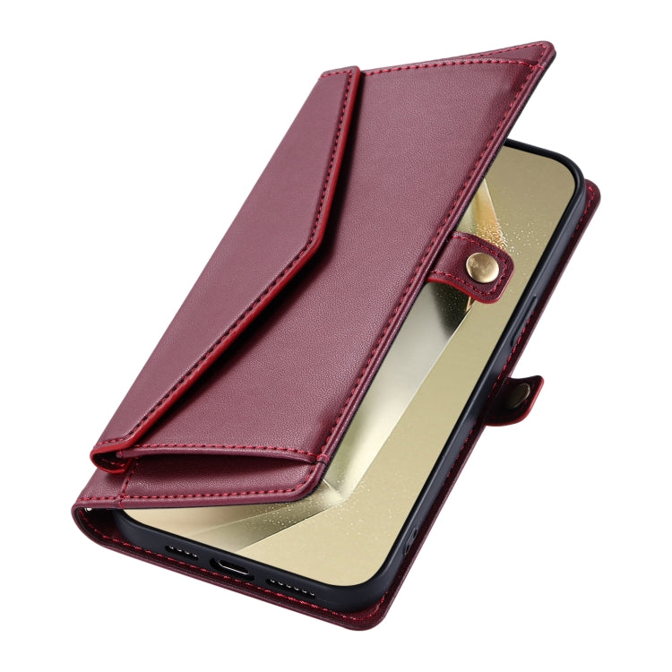 For Samsung Galaxy S25+ 5G Wallet Multi-card Slot Leather Phone Case with Lanyard(Wine Red) - Galaxy S25+ 5G Cases by PMC TechLife | Online Shopping South Africa | PMC TechLife | Buy Now Pay Later Mobicred