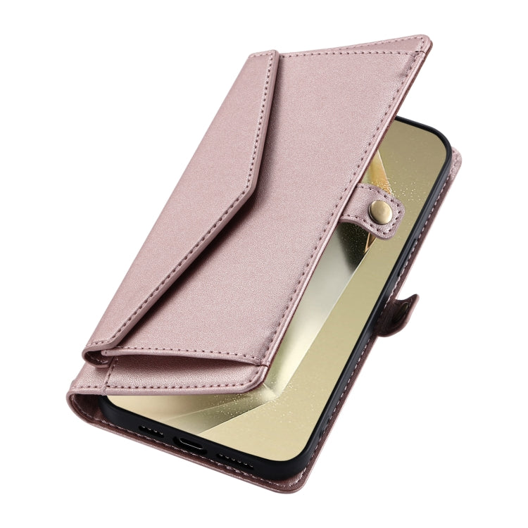 For Samsung Galaxy S25 Ultra 5G Wallet Multi-card Slot Leather Phone Case with Lanyard(Rose Gold) - Galaxy S25 Ultra 5G Cases by PMC TechLife | Online Shopping South Africa | PMC TechLife | Buy Now Pay Later Mobicred