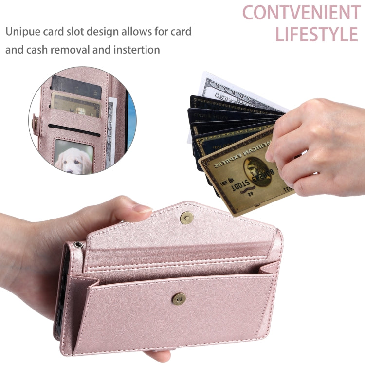 For Samsung Galaxy S25 Ultra 5G Wallet Multi-card Slot Leather Phone Case with Lanyard(Rose Gold) - Galaxy S25 Ultra 5G Cases by PMC TechLife | Online Shopping South Africa | PMC TechLife | Buy Now Pay Later Mobicred