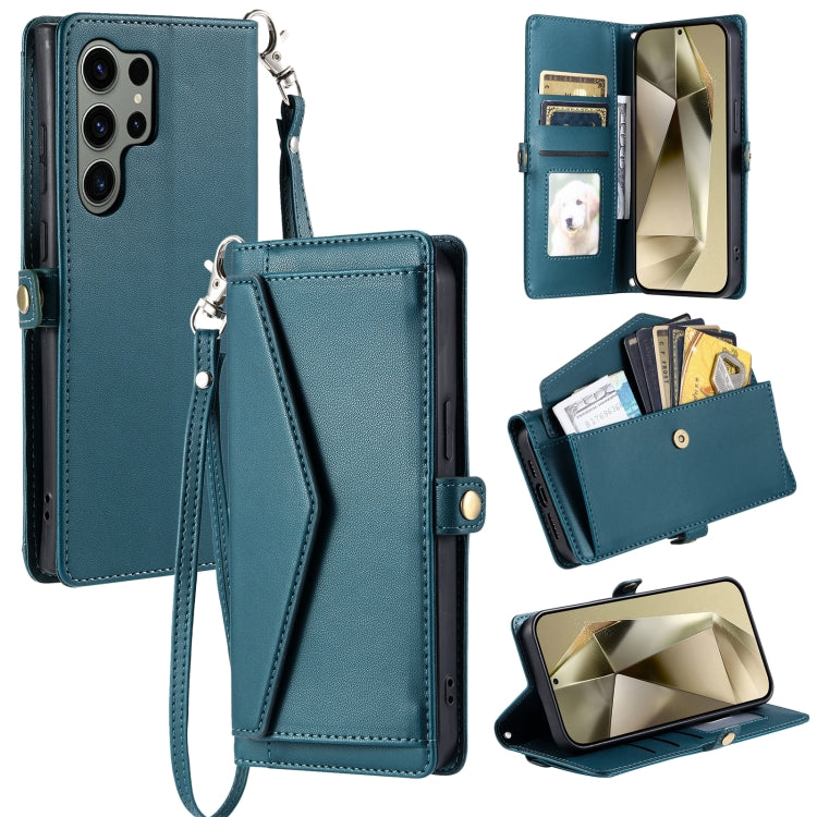 For Samsung Galaxy S25 Ultra 5G Wallet Multi-card Slot Leather Phone Case with Lanyard(Green) - Galaxy S25 Ultra 5G Cases by PMC TechLife | Online Shopping South Africa | PMC TechLife | Buy Now Pay Later Mobicred