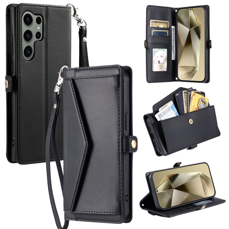 For Samsung Galaxy S25 Ultra 5G Wallet Multi-card Slot Leather Phone Case with Lanyard(Black) - Galaxy S25 Ultra 5G Cases by PMC TechLife | Online Shopping South Africa | PMC TechLife | Buy Now Pay Later Mobicred