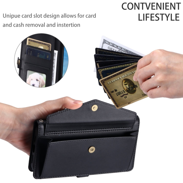 For Samsung Galaxy S25 Ultra 5G Wallet Multi-card Slot Leather Phone Case with Lanyard(Black) - Galaxy S25 Ultra 5G Cases by PMC TechLife | Online Shopping South Africa | PMC TechLife | Buy Now Pay Later Mobicred