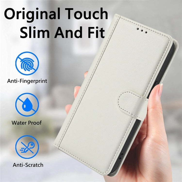 For Motorola Moto G Stylus 5G 2024 Skin Feel Pure Color Card Slots Leather Phone Case with Dual Lanyard(White) - Motorola Cases by PMC Jewellery | Online Shopping South Africa | PMC Jewellery | Buy Now Pay Later Mobicred