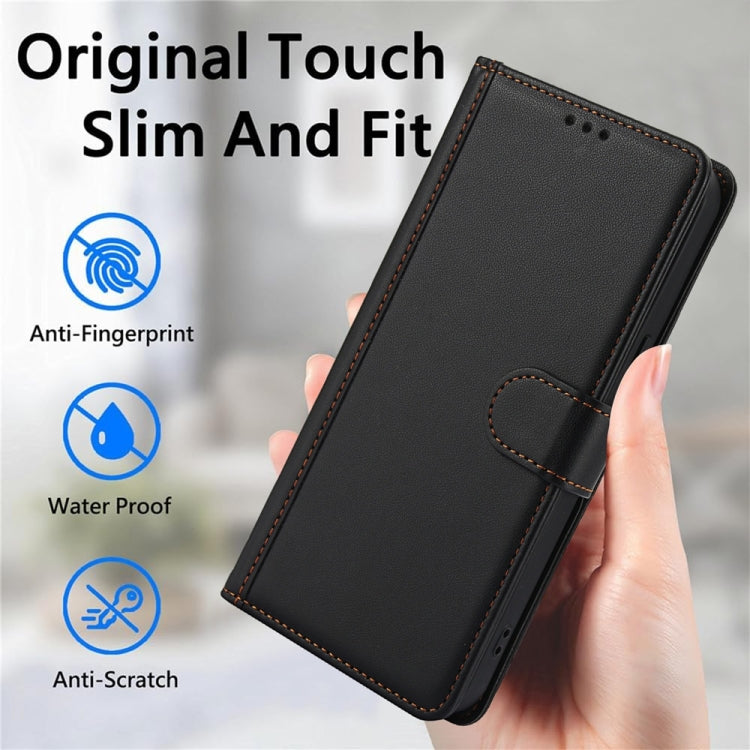 For Samsung Galaxy S25 Ultra 5G Skin Feel Pure Color Card Slots Leather Phone Case with Dual Lanyard(Black) - Galaxy S25 Ultra 5G Cases by PMC TechLife | Online Shopping South Africa | PMC TechLife | Buy Now Pay Later Mobicred