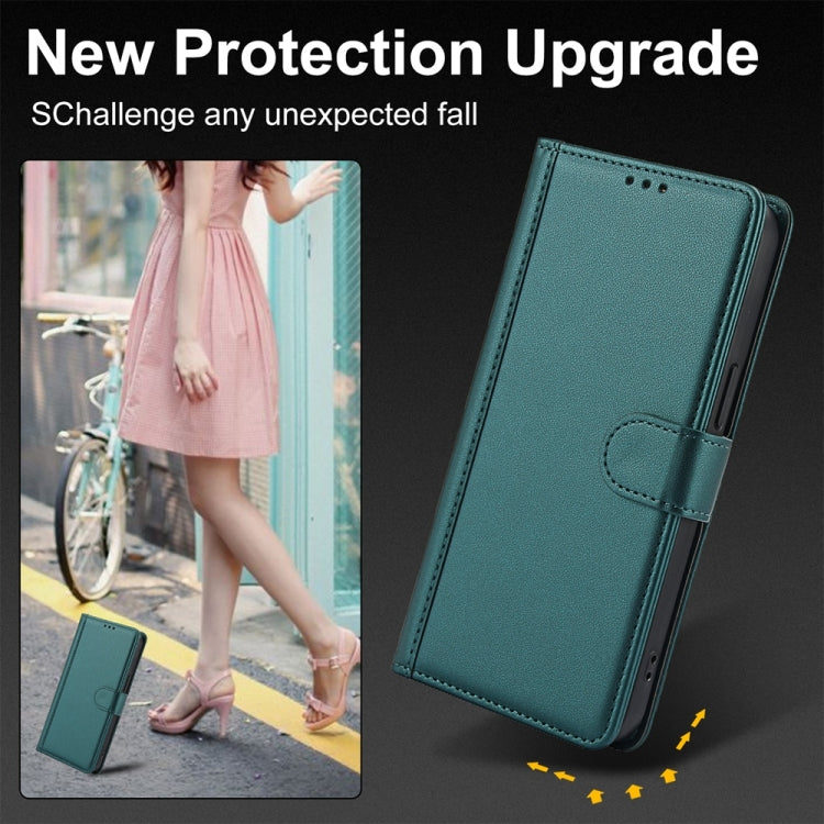 For Samsung Galaxy S25 Ultra 5G Skin Feel Pure Color Card Slots Leather Phone Case with Dual Lanyard(Green) - Galaxy S25 Ultra 5G Cases by PMC TechLife | Online Shopping South Africa | PMC TechLife | Buy Now Pay Later Mobicred