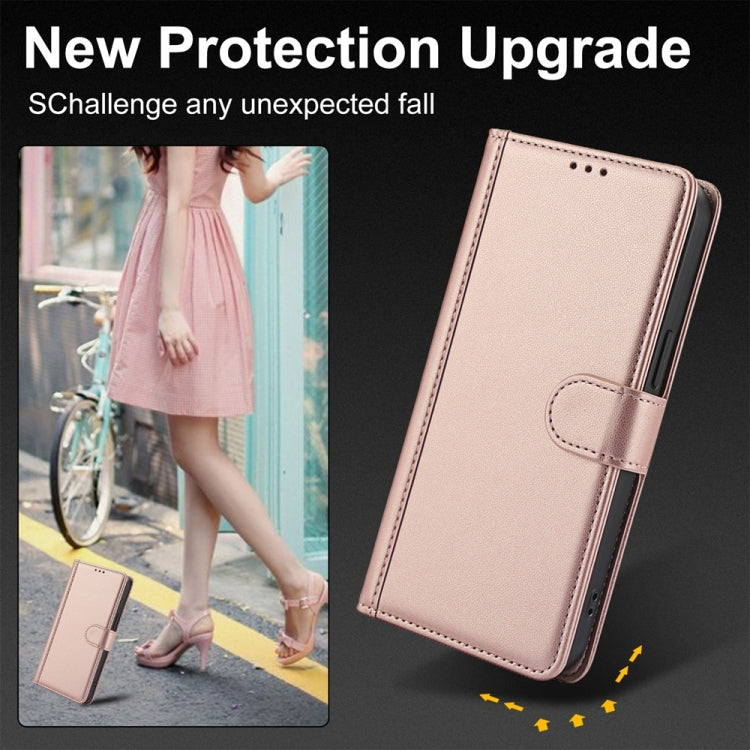 For Samsung Galaxy S25 Ultra 5G Skin Feel Pure Color Card Slots Leather Phone Case with Dual Lanyard(Rose Gold) - Galaxy S25 Ultra 5G Cases by PMC TechLife | Online Shopping South Africa | PMC TechLife | Buy Now Pay Later Mobicred