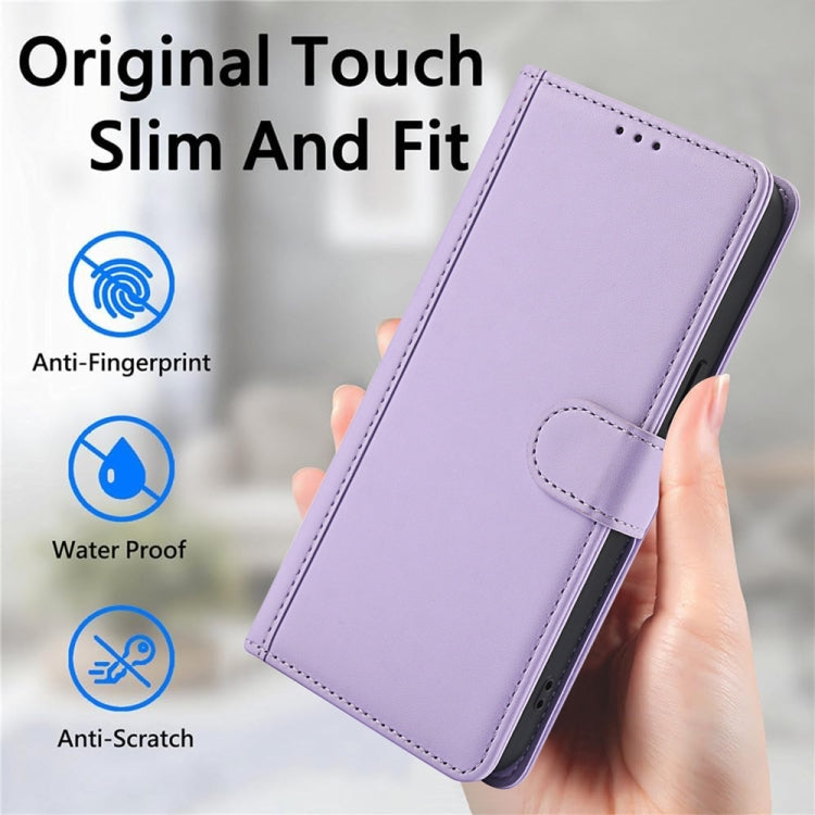 For Samsung Galaxy S25 Ultra 5G Skin Feel Pure Color Card Slots Leather Phone Case with Dual Lanyard(Purple) - Galaxy S25 Ultra 5G Cases by PMC TechLife | Online Shopping South Africa | PMC TechLife | Buy Now Pay Later Mobicred