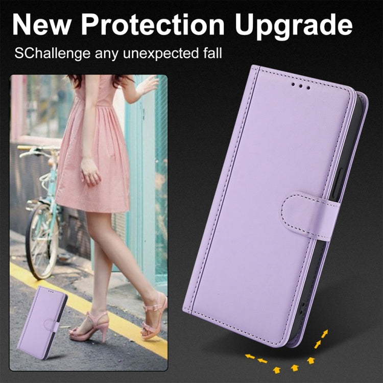 For Samsung Galaxy S25 Ultra 5G Skin Feel Pure Color Card Slots Leather Phone Case with Dual Lanyard(Purple) - Galaxy S25 Ultra 5G Cases by PMC TechLife | Online Shopping South Africa | PMC TechLife | Buy Now Pay Later Mobicred