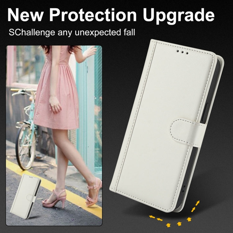 For Samsung Galaxy S25+ 5G Skin Feel Pure Color Card Slots Leather Phone Case with Dual Lanyard(White) - free shipping - PMC TechLife - Order now!