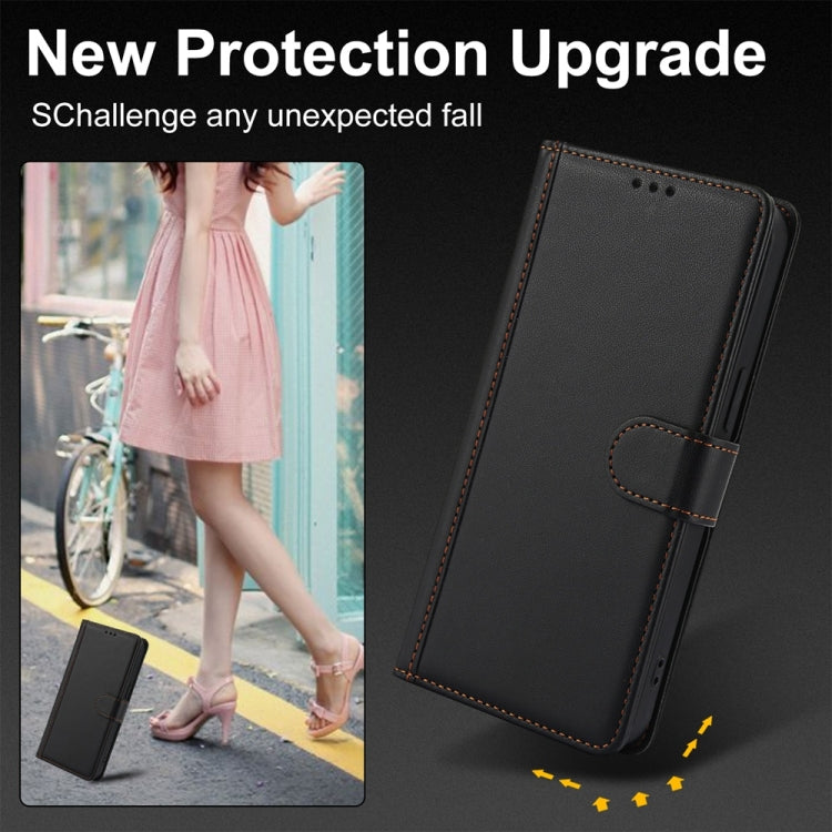 For Samsung Galaxy S25+ 5G Skin Feel Pure Color Card Slots Leather Phone Case with Dual Lanyard(Black) - Galaxy S25+ 5G Cases by PMC TechLife | Online Shopping South Africa | PMC TechLife | Buy Now Pay Later Mobicred