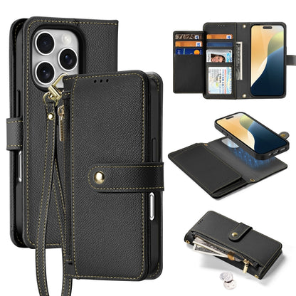 For iPhone 16 Pro Max DUX DUCIS Lawa Series 2 in 1 Wallet Zipper Detachable MagSafe Phone Case with Lanyard(Black) - iPhone 16 Pro Max Cases by DUX DUCIS | Online Shopping South Africa | PMC Jewellery | Buy Now Pay Later Mobicred