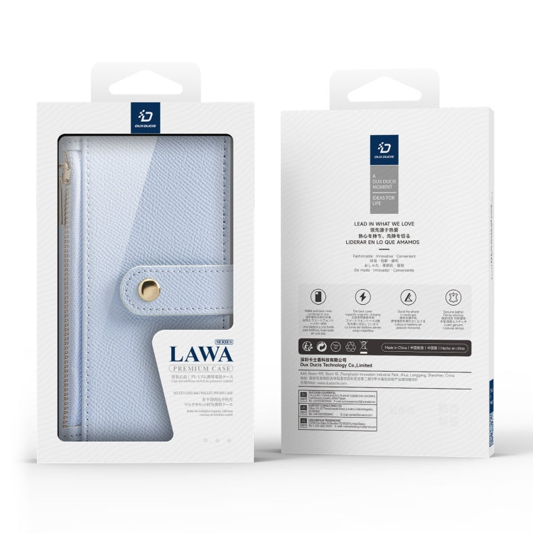 For iPhone 16 Plus DUX DUCIS Lawa Series 2 in 1 Wallet Zipper Detachable MagSafe Phone Case with Lanyard(Light Blue) - iPhone 16 Plus Cases by DUX DUCIS | Online Shopping South Africa | PMC Jewellery | Buy Now Pay Later Mobicred