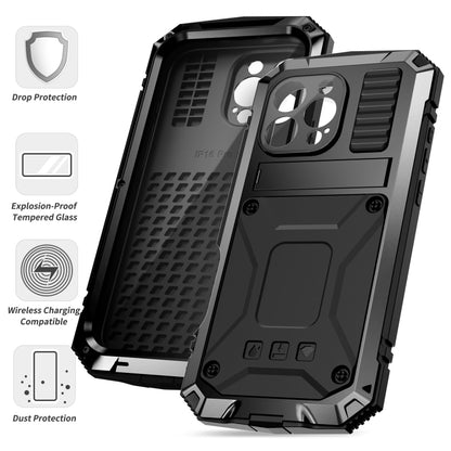 For iPhone 16 Pro Max R-JUST Life Waterproof Dustproof Shockproof Phone Case(Black) - iPhone 16 Pro Max Cases by R-JUST | Online Shopping South Africa | PMC Jewellery | Buy Now Pay Later Mobicred