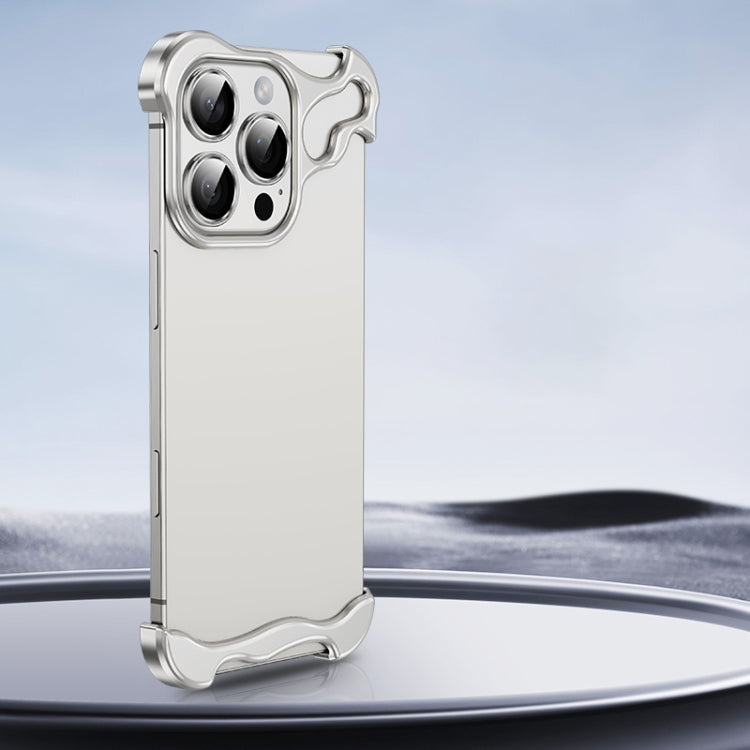 For iPhone 16 Pro Frameless Metal Corner Pad Phone Case with Lens Film(Silver) - iPhone 16 Pro Cases by PMC Jewellery | Online Shopping South Africa | PMC Jewellery | Buy Now Pay Later Mobicred