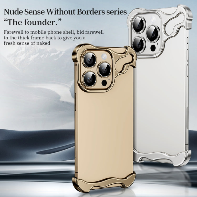 For iPhone 16 Plus Frameless Metal Corner Pad Phone Case with Lens Film(Black) - free shipping - PMC Jewellery - Order now!