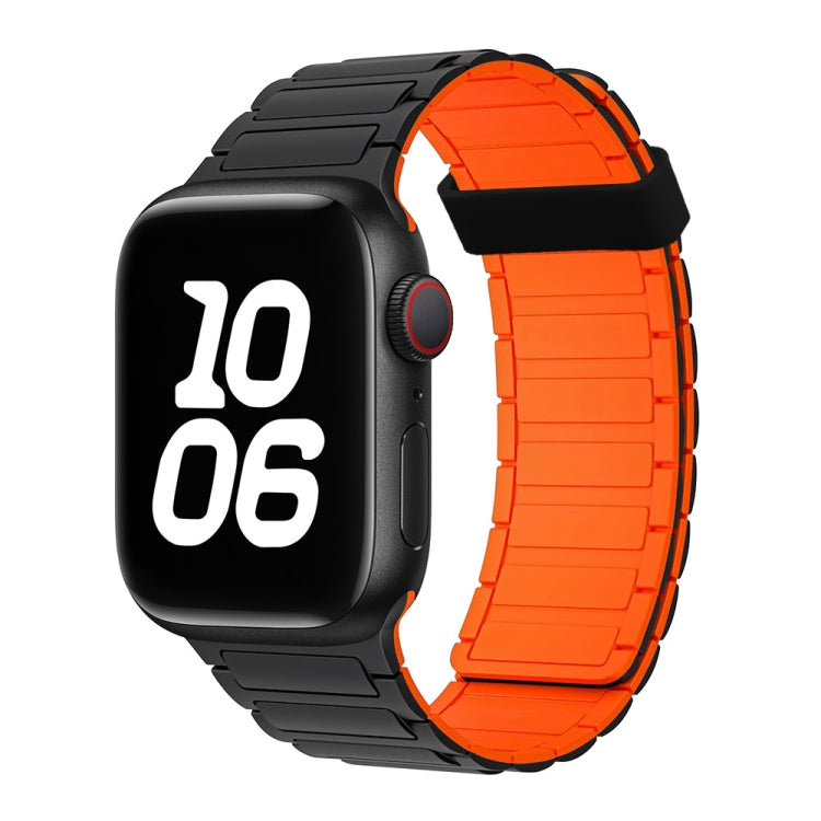 For Apple Watch SE 2023 44mm Tri-beads Magnetic Hoop Silicone Watch Band(Black Orange) - free shipping - PMc TechLife - Order now!
