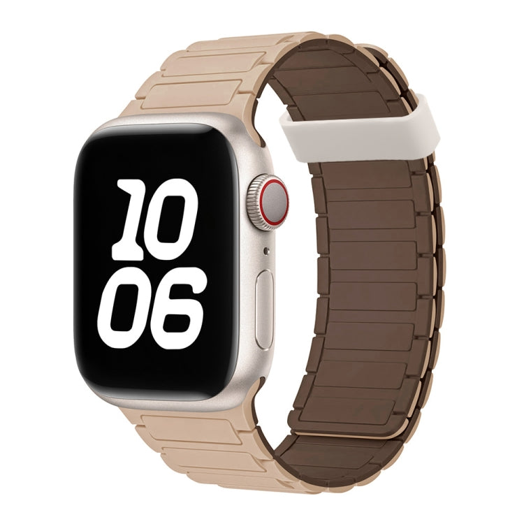 For Apple Watch SE 2023 44mm Tri-beads Magnetic Hoop Silicone Watch Band(Milk Tea Chocolate) - free shipping - PMc TechLife - Order now!
