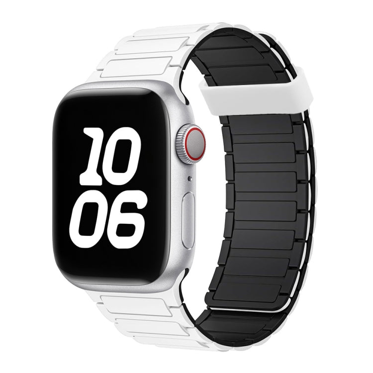 For Apple Watch SE 2023 40mm Tri-beads Magnetic Hoop Silicone Watch Band(White Black) - free shipping - PMc TechLife - Order now!