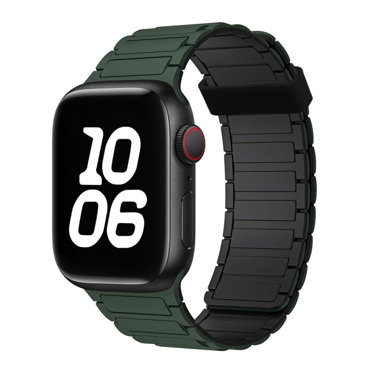 For Apple Watch SE 2023 40mm Tri-beads Magnetic Hoop Silicone Watch Band(Deep Green Black) - free shipping - PMc TechLife - Order now!