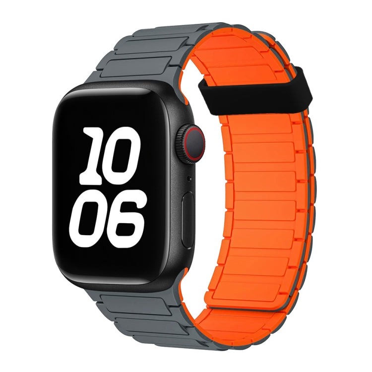 For Apple Watch Ultra 2 49mm Tri-beads Magnetic Hoop Silicone Watch Band(Grey Orange) - free shipping - PMc TechLife - Order now!