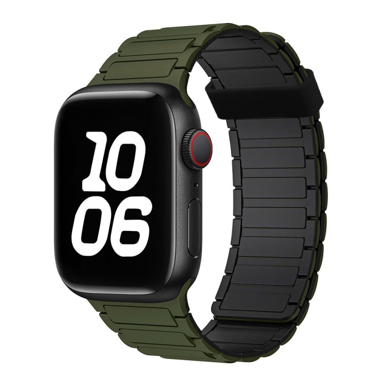 For Apple Watch Ultra 2 49mm Tri-beads Magnetic Hoop Silicone Watch Band(Army Green Black) - free shipping - PMc TechLife - Order now!