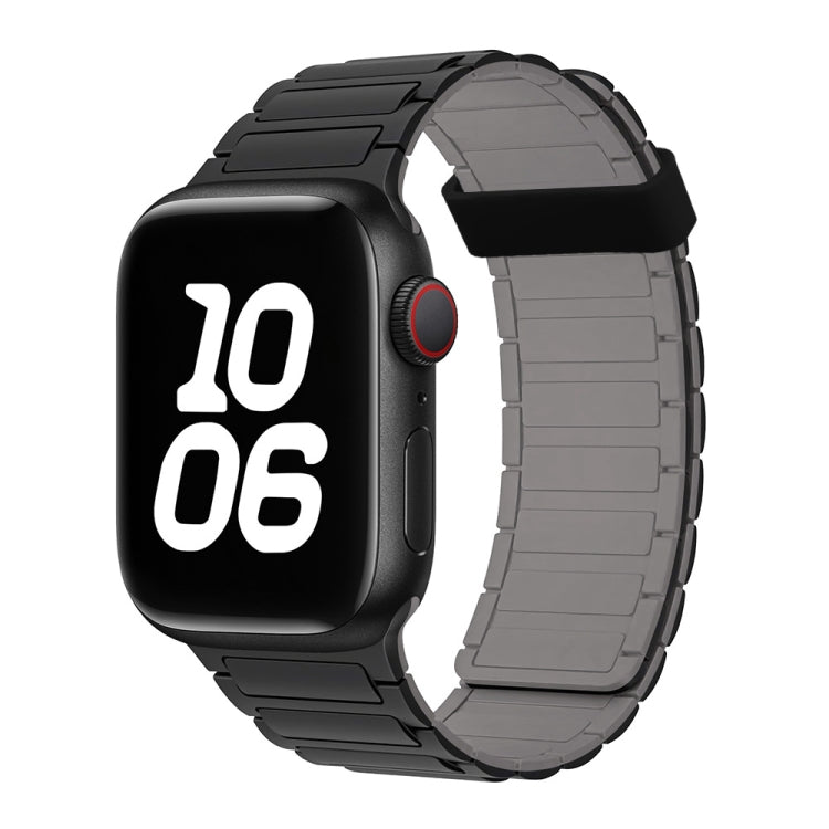 For Apple Watch Series 8 41mm Tri-beads Magnetic Hoop Silicone Watch Band(Black Grey) - free shipping - PMc TechLife - Order now!