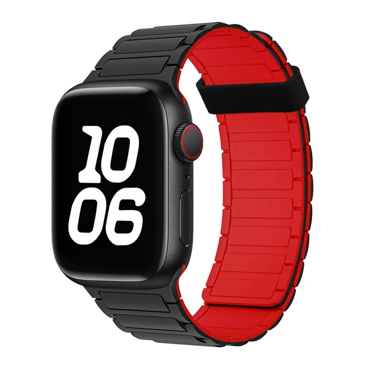 For Apple Watch SE 2022 44mm Tri-beads Magnetic Hoop Silicone Watch Band(Black Red) - free shipping - PMc TechLife - Order now!