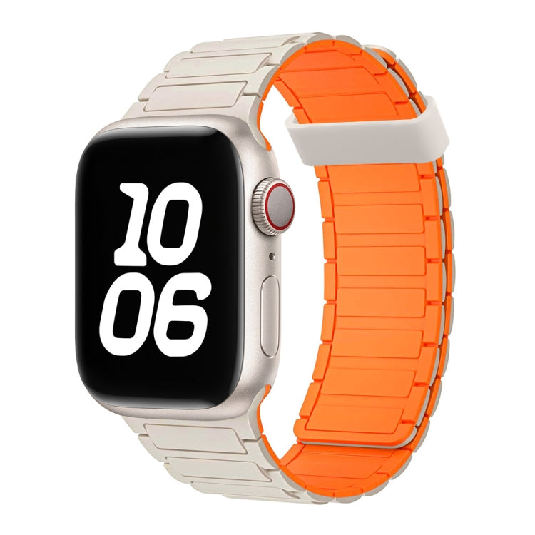 For Apple Watch Series 4 40mm Tri-beads Magnetic Hoop Silicone Watch Band(Starlight Orange) - free shipping - PMc TechLife - Order now!