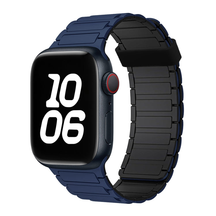 For Apple Watch Series 3 38mm Tri-beads Magnetic Hoop Silicone Watch Band(Dark Blue Black) - free shipping - PMc TechLife - Order now!
