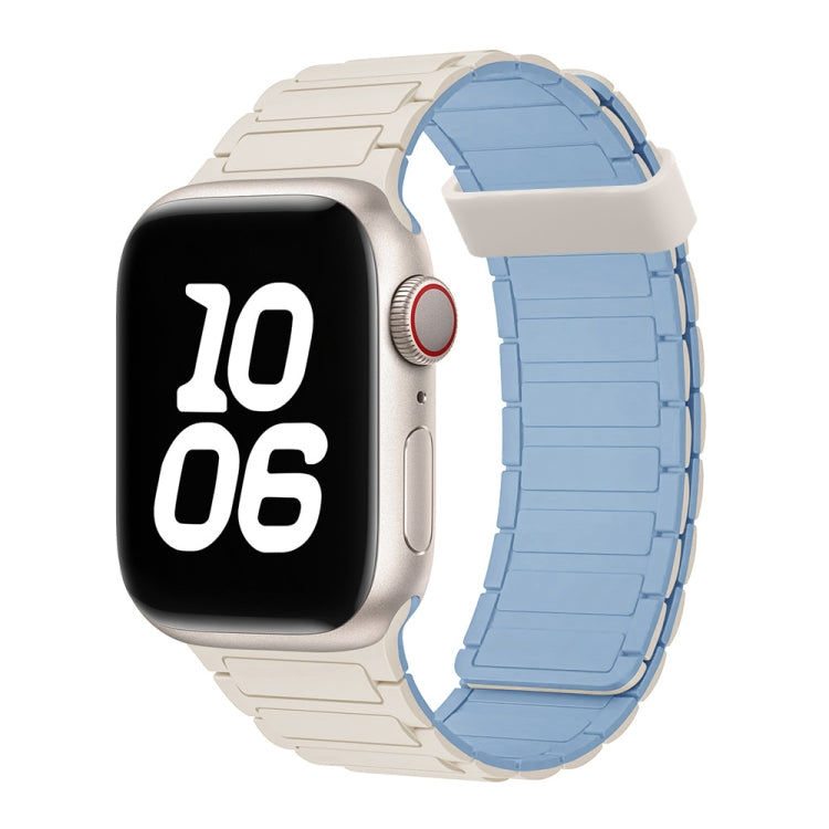 For Apple Watch Series 3 42mm Tri-beads Magnetic Hoop Silicone Watch Band(White Fog Blue) - free shipping - PMc TechLife - Order now!