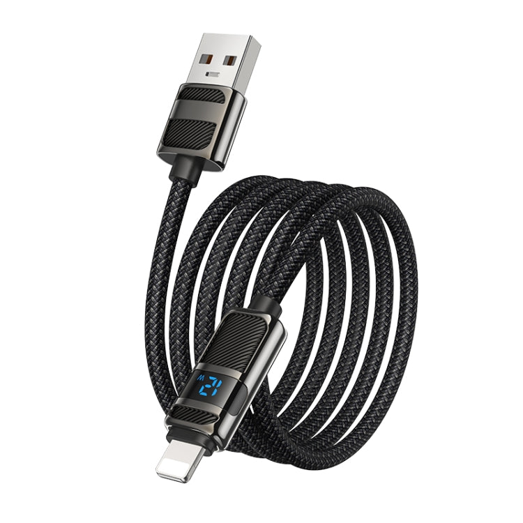 hoco U137 USB to 8 Pin Line 2.4A Charging Data Cable with Display, Length:1.2m(Black) - Normal Style Cable by hoco | Online Shopping South Africa | PMC Jewellery | Buy Now Pay Later Mobicred