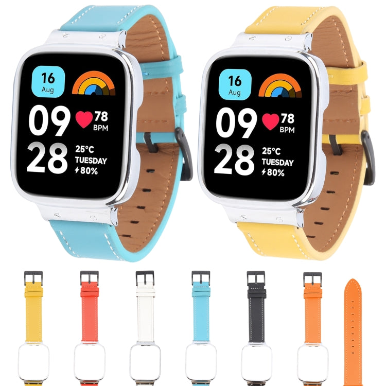 For Redmi Watch 3 Lite Metal Frame Integrated Leather Watch Band(Red) - free shipping - PMc TechLife - Order now!