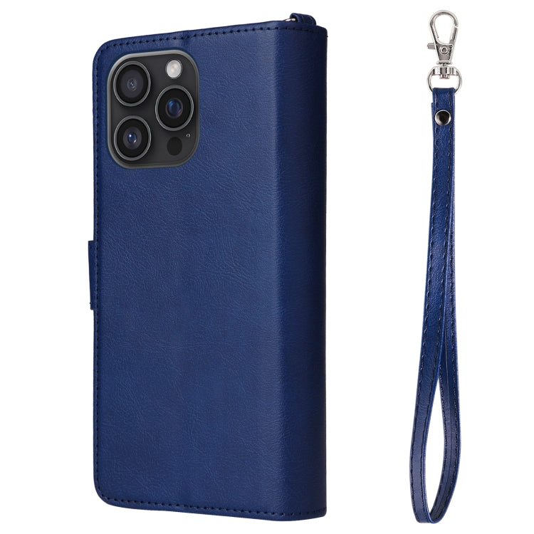 For iPhone 16 Pro Max Solid Color 2 in 1 Zipper Shockproof Phone Case(Blue) - iPhone 16 Pro Max Cases by PMC Jewellery | Online Shopping South Africa | PMC Jewellery | Buy Now Pay Later Mobicred