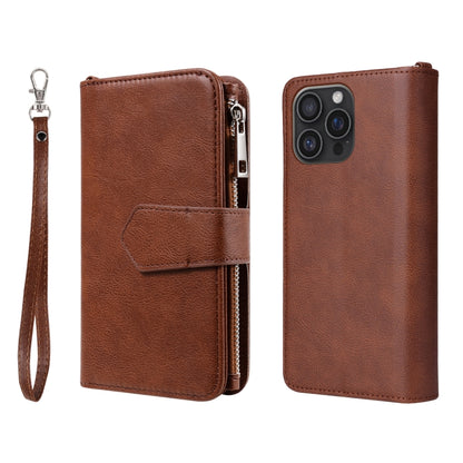 For iPhone 16 Pro Max Solid Color 2 in 1 Zipper Shockproof Phone Case(Brown) - iPhone 16 Pro Max Cases by PMC Jewellery | Online Shopping South Africa | PMC Jewellery | Buy Now Pay Later Mobicred