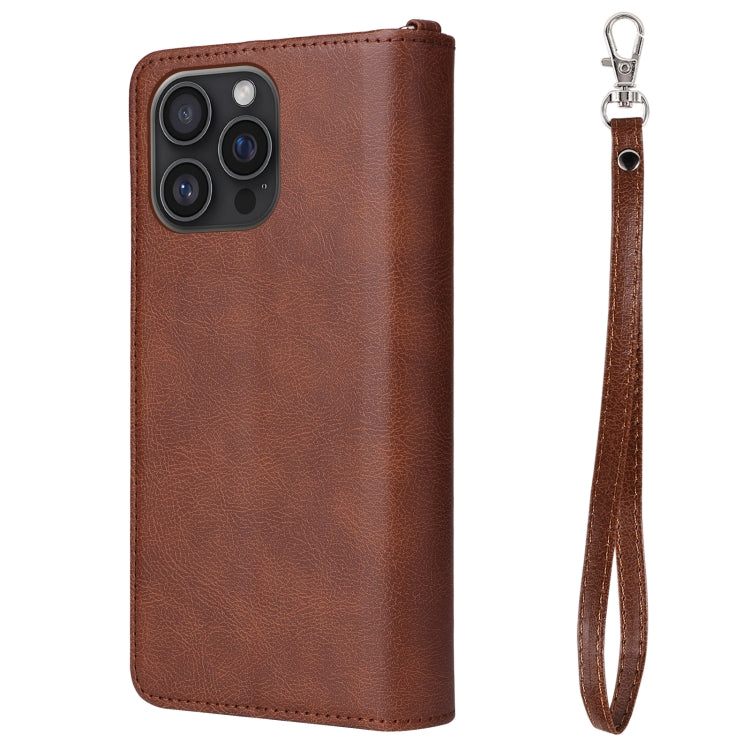 For iPhone 16 Pro Max Solid Color 2 in 1 Zipper Shockproof Phone Case(Brown) - iPhone 16 Pro Max Cases by PMC Jewellery | Online Shopping South Africa | PMC Jewellery | Buy Now Pay Later Mobicred