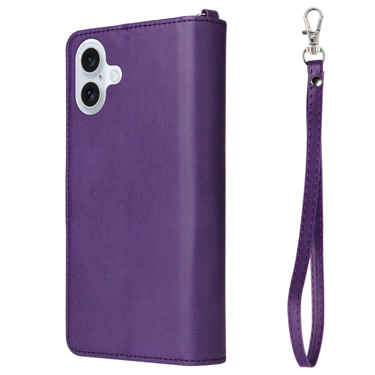 For iPhone 16 Plus Solid Color 2 in 1 Zipper Shockproof Phone Case(Purple) - iPhone 16 Plus Cases by PMC Jewellery | Online Shopping South Africa | PMC Jewellery | Buy Now Pay Later Mobicred