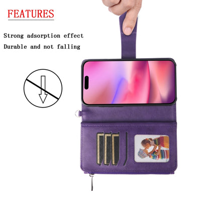 For iPhone 16 Solid Color 2 in 1 Zipper Shockproof Phone Case(Purple) - iPhone 16 Cases by PMC Jewellery | Online Shopping South Africa | PMC Jewellery | Buy Now Pay Later Mobicred