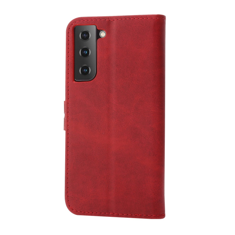 For Samsung Galaxy S25 5G Embossed Happy Cat Pattern Flip Leather Phone Case(Red) - Galaxy S25 5G Cases by PMC Jewellery | Online Shopping South Africa | PMC Jewellery | Buy Now Pay Later Mobicred