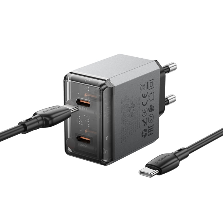 BOROFONE BN21 PD 40W 2 Type-C Charger with 1m Type-C to Type-C Cable Set, For:EU Plug(Tarnish) - USB Charger by Borofone | Online Shopping South Africa | PMC TechLife | Buy Now Pay Later Mobicred